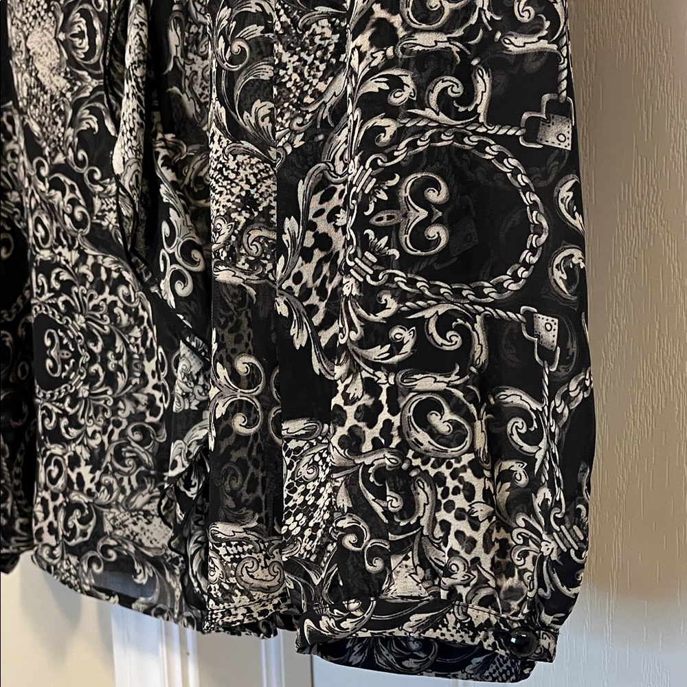 Y2K Sheer Paisley Ruffle Blouse - Picture 7 of 13
